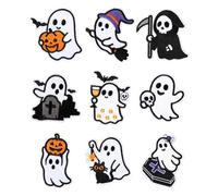 9pcs Halloween Iron on Patches, Cute Funny Embroidered Patches Halloween Ghost Sew on Repair Appliques for Clothing Shoes Backpack Hat Jeans Decorations