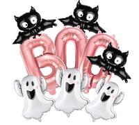 9pcs Halloween Party Balloons Set, Halloween Foil Balloons Bat Balloons Kit Boo Letter Balloons Ghost Balloons Halloween Party Decor Decorations Supplies Backdrop Props