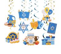 9pcs Hanukkah Decorations Hanging Swirls, Menorah Star of David Ceiling Swirls Blue Ornaments Swirl Streamers Happy Hanukkah Holiday Party Supplies Favors Decor