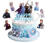 9Pcs Happy Birthday Party Cake Toppers Decorations, Blue Cupcake Toppers For Celebrations