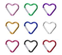 9pcs Heart Shape Carabiner Light Weight Multicolor Outdoor For Camping Hiking Travel Keyring For Camping