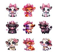9pcs Heifers Cow Animal Iron On Decals for Clothing Iron on Heat Transfer Patches Vinyl Decals Appliques for Clothes T Shirts Bag Pillow Covers
