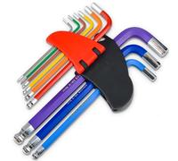 9PCS Hex Key Set, Metric Allen Key Sets,1.5-10mm, Long Ball End Hex Key Set with Color Coding for Furniture Assembly, Bike, Motorcycle Maintenance, Household DIY, Hand Tool, T10 - T50 Inch