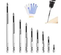 9PCS High Magnetic Screwdriver Drill Bit Set Anti-Slip Magnetic Impact Electric Drills Bits Kit Strong Durability Screw Drilling Bits Precision Driver Sets Contain 25 50 65 70 75 90 100 120 150mm