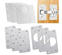 9PCS Hinge Repair Plate,Kitchen Cupboard Hinges,Hinge Repair Kit,Kitchen Hinges Re-Pair P-Late,Flat Fixing Joining Mending Plates Brackets with Holes,for Wood Furniture,Cabinet Drawer,(Silver)