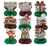 9pcs Holy Cow Welcome Baby Honeycomb Centerpieces Farm Barn Baby Shower Party Table Decorations It's A Cowbaby Gender Reveal Tabletop Centerpieces Newborn Baby Announcement Table Topper Sign Decors