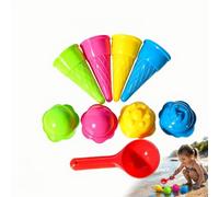 9PCS Ice Cream Sand Mould Set with Cones Scoop, Random Colour Plastic Sandpit Modelling Kit for Outdoor Seaside Sandbox Summer Mud Kitchen Play