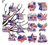 9pcs Independence Day Decorations Hanging Ornaments for Tree, 4th of July Decoration Red White Blue USA Star Stripe Flag Paper Pendants with Hanging Cords Room Ceiling Wall Home Decorations Supplies