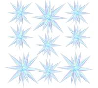 9Pcs Iridescent Star Balloons, Clear Explosion Star Foil Balloons, Spike Balloon for Winter Birthday Wedding Anniversary New Year Christmas Party, 3 Pcs 27Inch & 6 Pcs 22Inch