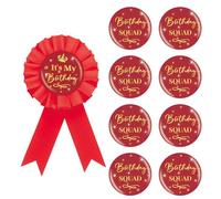 9PCS It's My Birthday Button Pins, Birthday Squad Button for Girl, Red Birthday Pinback for Women 18th, 21st, 25th, 30th Birthday, Happy Birthday Badges Party Supplies