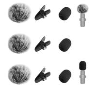 9pcs Lapel Microphone Windscreen, Lapel Microphone Accessories Kit Includes 3 Furry Windscreen & 3 Foam Cover & 3 Lav Mic Clips for Decreasing Wind Noise