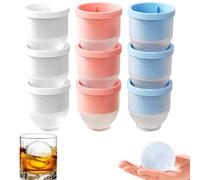 9pcs Large Ice Cube Moulds, 6cm Reusable Silicone Ice Ball Maker for Whiskey, Easy-Release Sphere Ice Mould with Lid, for Cocktails, Party & Daily Use