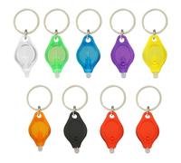 9PCS LED Flashlight Keychain Ring, Mini Small White Rows Ultra High Bright Tiny Micro UV Lighting Squeeze Penlight Button Bulk for Name Tag Pocket Emergency, Nurses Badge Reel Zipper, Multicolor Shell