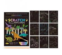 9Pcs Magic Scratch Paper Art Set with Wooden Stylus, Rainbow Scratch Art for Kids, Arts and Crafts Supplies for Party Games and Family Activities (Dinosaurs/Unicorn Theme) (Multicolor-B)