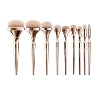 9Pcs Makeup Brushes Set Golden Nylon Bristles for Foundation Concealer Highlighter Nose Shade Eye Brush