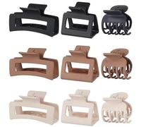 9PCS Matte Hair Clips Thick Thin Curly Straight Long Hair Non-Slip Square Large Hair Claw Clips Strong Hold Medium Hair Grippers Small Hair Clips