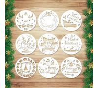 9pcs Merry Christmas Stencils, Reusable Large Christmas Painting Stencils for Crafts, Christmas Tree Snowflakes Holiday Templates for Wood Glass Window Notebook(Style 2)