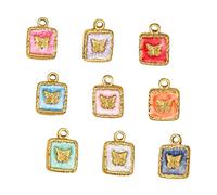 9pcs Metal Animal Pendants Jewelry Animal Metal Pendants Butterfly Trinket Butterfly Charm Enamel Charms Necklace Components Enamel