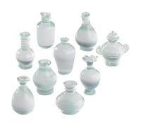 9Pcs Mini Flower Vase Model Unique Antique Bottles for Dollhouse Decor Craftsmanship for Micro Landscape Tiny House Decorations