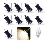 9pcs Mini LED Downlights Spot Lights 12V 1W IP65 Black Warm White 120°
