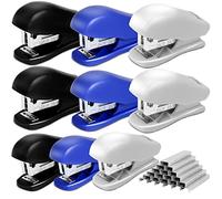 9PCS Mini Stapler with Staples,Portable Small Stapler,25 Sheet Capacity Office Desktop Stapler with 4320 Standard Staples,Cute Compact Travel Size Stapler for Student Office School Home,3 Colors