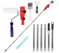 9Pcs Multi-Angle Paint Brush Extender Holder, 1.7m Paint Roller Extension Pole with Paint Brush & Rollers & Scrapers, Universal Extension Pole Attachments for High Ceiling and Cleaning Tools