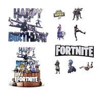 9Pcs Multi-Color Video Game Cake Toppers Set - 1 Large Happy Birthday Topper & 8 Small Sandbox Game Cupcake Toppers - Easy Assembly & Use - Ideal for Birthday Parties & Themed Events