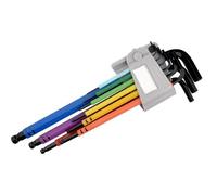 9Pcs Multiple Colored Coded Hexagonal L Wrench Kits Long Ball End Repair Tools for Various Angled with Black Finish Color Coded Set