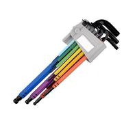 9Pcs Multiple Colored Coded Hexagonal L Wrench Kits Long Ball End Repair Tools for Various Angled with Black Finish Professional Repair Technician Tools