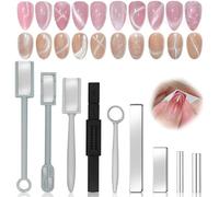 9Pcs Nail Magnet Set, Cat Eye Gel Nail Polish Magnet Cat Eye Magnet for Nails, Strong Suction Nail Polish Cat Eye Magnet Board Magnet for Nail Polish, Double-Ended Nail Design Tools Nail Accessories