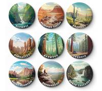 9Pcs National Park Button Pins, National Park Gifts,Souvenirs,Travel Gift, 2.25 inch