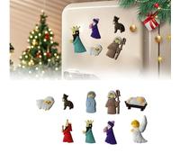 9Pcs Nativity Scene Buttons, Christmas Novelty Button, Flat Back Charm Embellishments, for Craft Ornaments Accessories, Decorative Patches, Refrigerator Magnetic Sticker for Craft Fridge Gifts