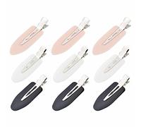9Pcs No Crease Hairpin No Bend Hair Clips, Hair Pin Clips Flat Clips, Makeup Seamless Hair Clip Clamps for Girl Woman Makeup Bangs Hair Styling(Pink, White, Black)