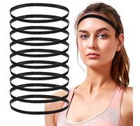 9pcs Nonslip Boys Hair Bands Black Cloth Sport Headband | Fits Head Sizes, Keeps Sweat out Gym and Team Sports Practice