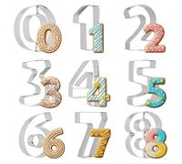 9PCS Number Cookie Cutters Set, 2.5“Birthday Numbers 0-8 Stainless Steel Cookie Cutters for Baking Number Shaped Cutter Baking Tool for Homemaking Biscuits, Cookies, Dough(6 Reverses to 9)