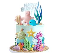 9PCS Ocean Theme Cake Decoration,3D Ocean Animal Cake Toppers Under the Sea Cake Decorations Clownfish Cake Toppers Boys & Girls - Birthday & Baby Shower Party Supplies