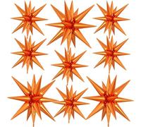 9Pcs Orange Star Balloons, Large Explosion Star Foil Balloons, Metallic Orange Mylar Spike Balloon for Birthday Graduation Wedding Anniversary Halloween Party Supplies, 3 Pcs 27Inch & 6 Pcs 22Inch