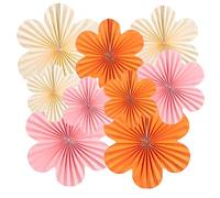 9Pcs Paper Decorations Hanging Orange Pink Beige Hanging Paper Fans Decorations Papers Fan Flowers for Wall Birthdays Bachelorette Weddings Spring Tea Party 35 25 20 cm (Orange)