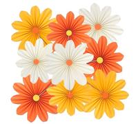 9Pcs Paper Flower Decorations, Daisy Party Decorations Orange Yellow Hanging Paper Fans Party Decoration, Paper Flowers Decoration for Wedding Classroom Birthday Baby Shower Wedding Wall Backdrop