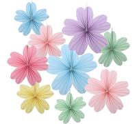 9Pcs Paper Flowers Decorations, Pastel Birthday Decorations for Paper Fan, Perfect for Birthday Parties , Marriage, Floral Party, Mother’s Day & Summer Celebrations