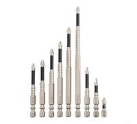 9pcs PH2 Screwdriver Bits Magnetic Alloy Steel Long Drill Set for Manual Screwdrivers Power Drivers Tools 25 50 65 70 75 90 100 120 150mm Anti Slip Anti Camout High Torque