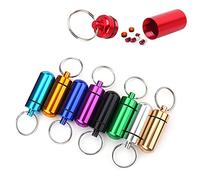 9pcs Pill Box, Waterproof Mini Aluminum Pill Box Case Organizer with Keychain Outdoor Medicine Holder.