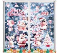 9Pcs Pink Christmas Windows Decals, Christmas Window Stickers Reusable 3D Static Cling Xmas Window Stickers Christmas Window Decorations Christmas Stickers Christmas Decorations for Windows