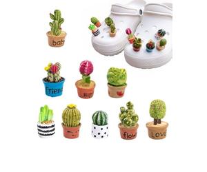 9PCS Plant Shoe Charms: Cactus Magic for Garden Clogs!