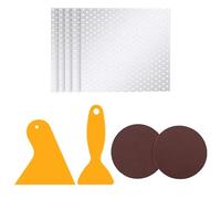 9Pcs Plaster Repair Tool Wall Repair Kit Self Adhesive Wall Mesh Repair lncludes 5Pcs Wall Hole Filler Patch with 2 Sandpaper and 2 Putty Knife for Ceiling Holes Cracks