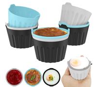 9Pcs Poached Egg Moulds for Air Fryer, Food Grade Round Silicone Ramekins Nonstick Egg Mould Temperature Resistant Multifunctional Muffin Cases to Make Souffles, Creamy Puddings, Cakes