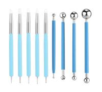9pcs Polymer Clay Tools, Pottery Silicone Clay Sculpting Tool Including 4pcs Double-Ended Metal Ball Tools & 5pcs 2 Way Dotting Pen Tool Modelling Clay Embossing Tools for DIY Clay Decorative Art