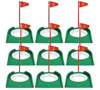 9Pcs Practice Hole with Flag Backyard Putter Practicing Putting Cup for Golf Red Flag