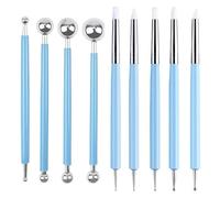 9PCS Professional Clay Sculpting Tools Set with Silicone Ball Stylus - Polymer & Air Dry Clay Tools Kit for Embossing, Ceramic Shaping, Dotting and Pottery Modelling(Blue Ball Stylus + Dual-End Pens)