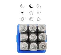 9Pcs Professional Steel Sun Star Punches 3mm Leather Stamper Embossing Tool for Jewelry Making Leather Crafting Professional Metal Punches